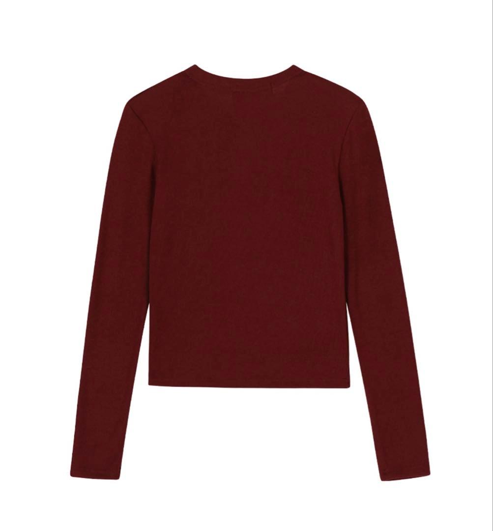 crank リボンタイドニットカーディガン　ワイン