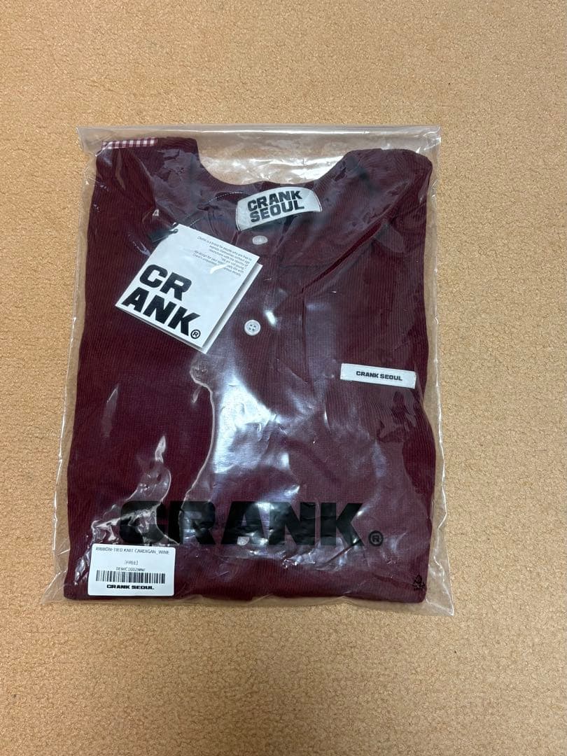 crank リボンタイドニットカーディガン　ワイン