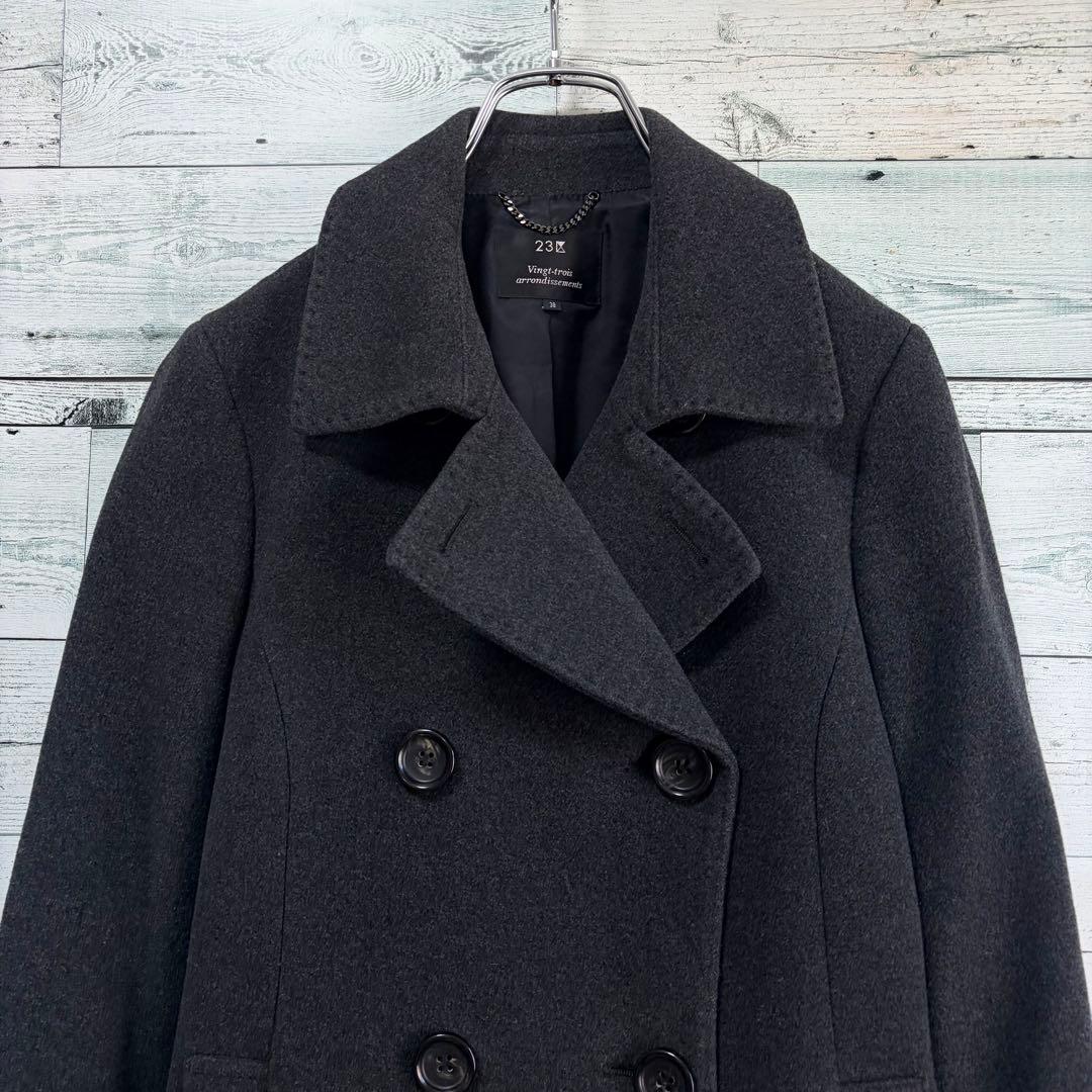 ☆美品☆23区　ウール&カシミヤコート　ウールコート　ブラック　通勤　38サイズ