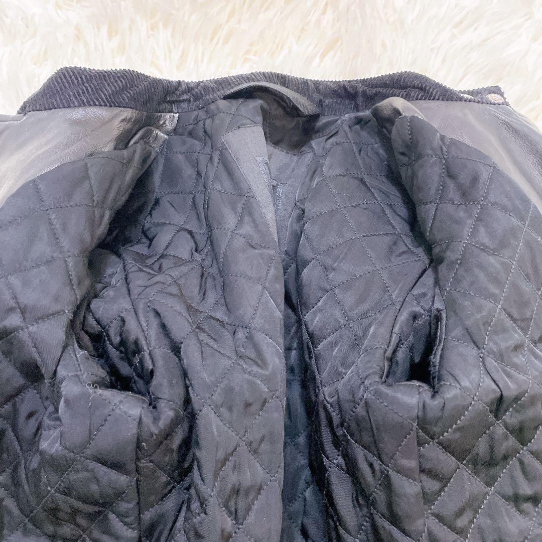 美品✨ディーゼル 2wayラムレザージャケット　黒　ロゴプレート　中綿　ショート