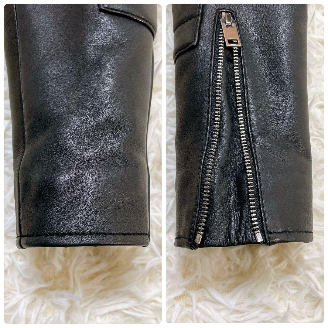 美品✨ディーゼル 2wayラムレザージャケット　黒　ロゴプレート　中綿　ショート