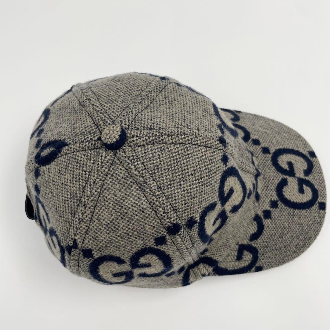 【✨未使用級】 グッチ ベースボールキャップ ジャンボGG コットン レザー