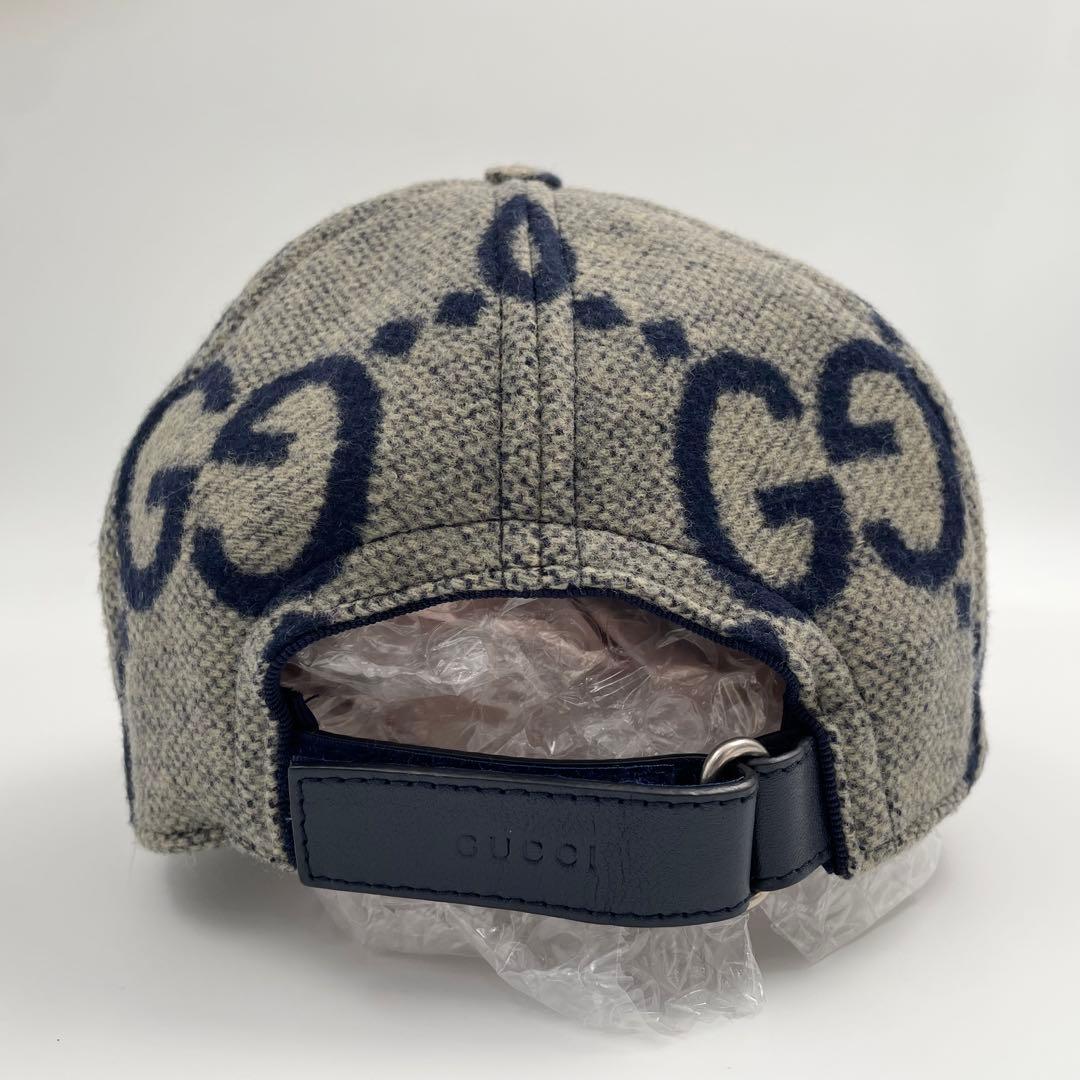 【✨未使用級】 グッチ ベースボールキャップ ジャンボGG コットン レザー