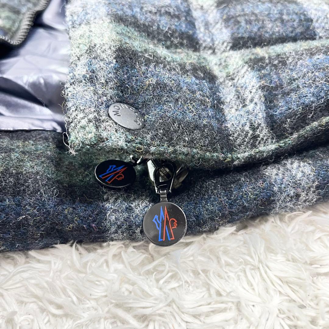 MONCLER ダウンベスト ツイードチェック グリーン