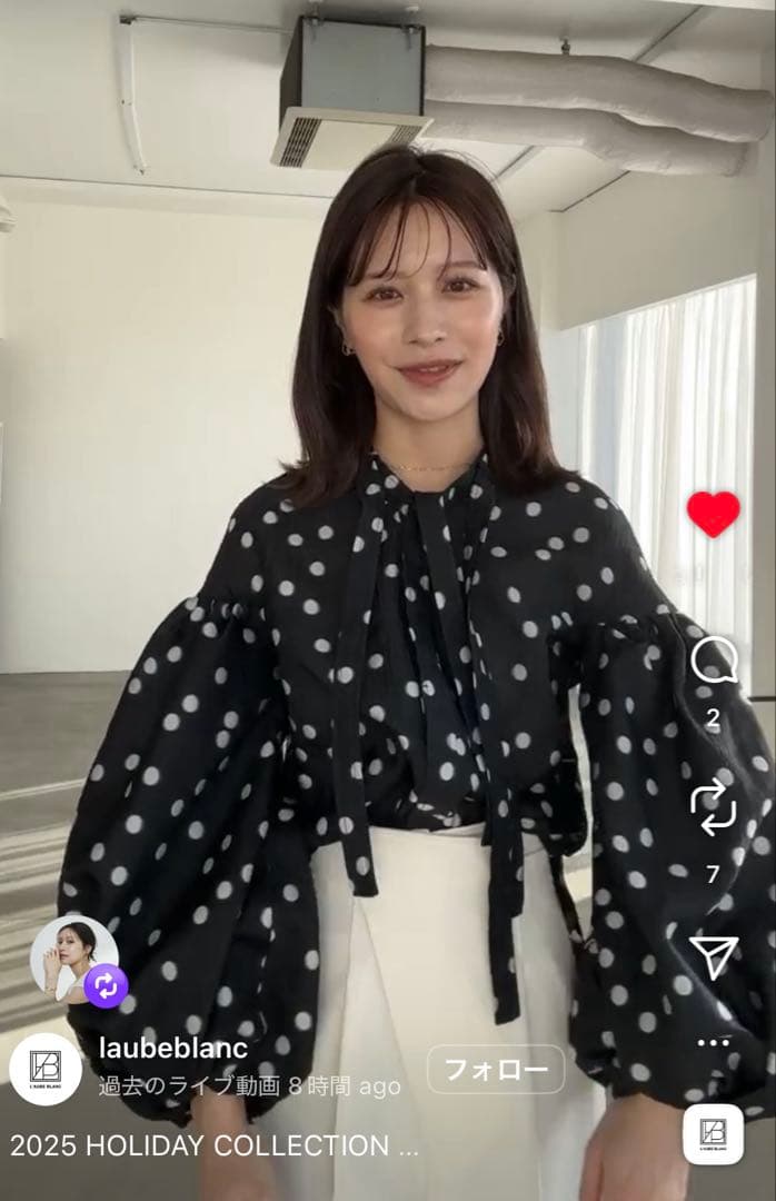 トップス LAUBEBLANC Sheer Polka Dot Ribbon Blouse