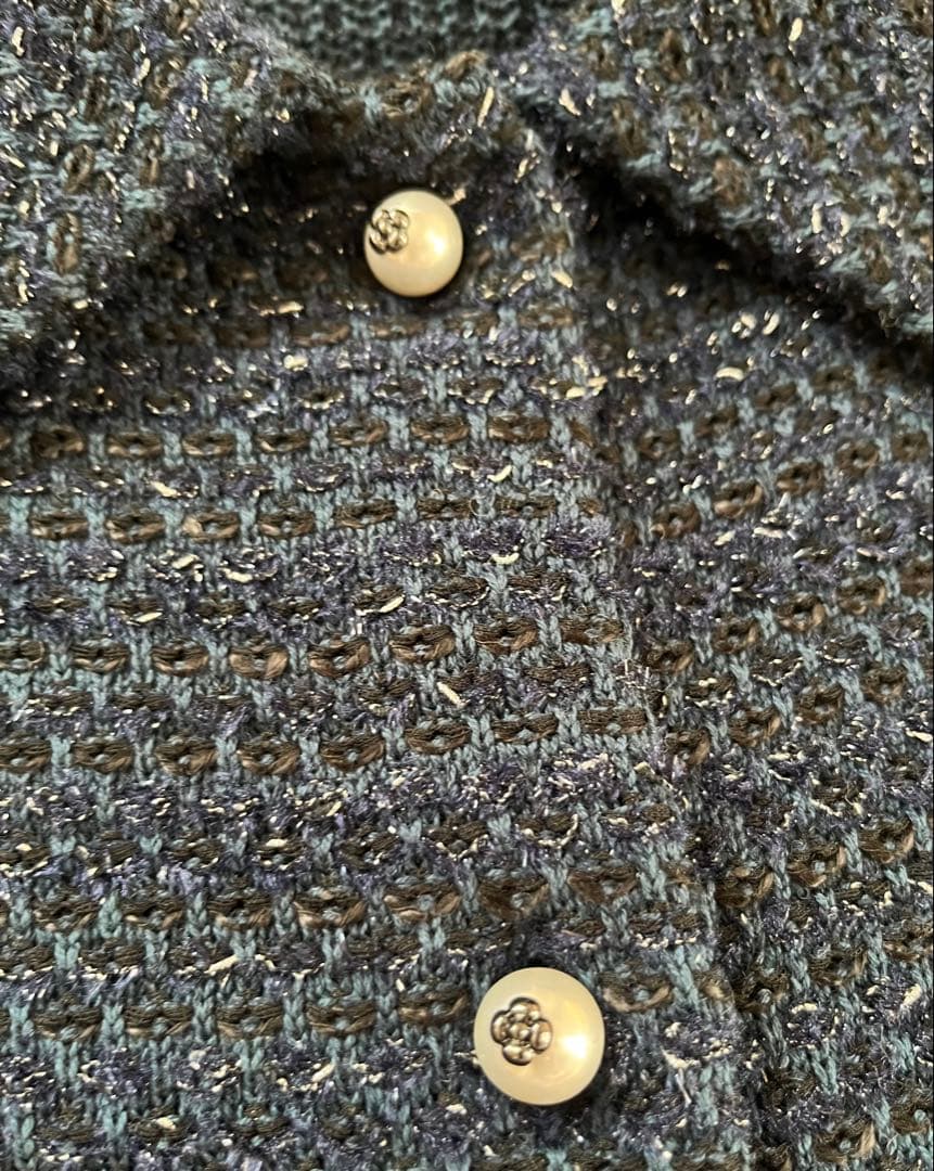 未使用品♡Reneルネ2025新作♡ニットツイードジレ ネイビー×グリーン系