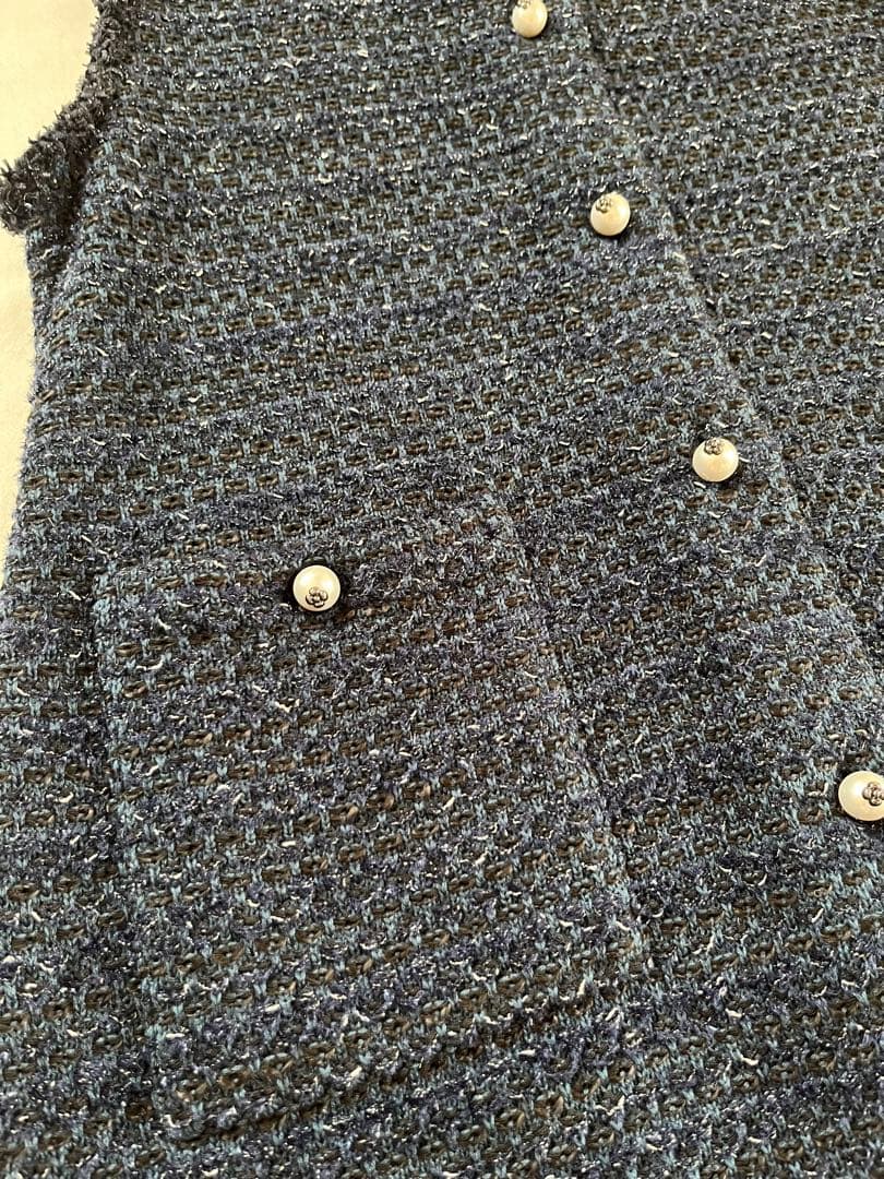 未使用品♡Reneルネ2025新作♡ニットツイードジレ ネイビー×グリーン系