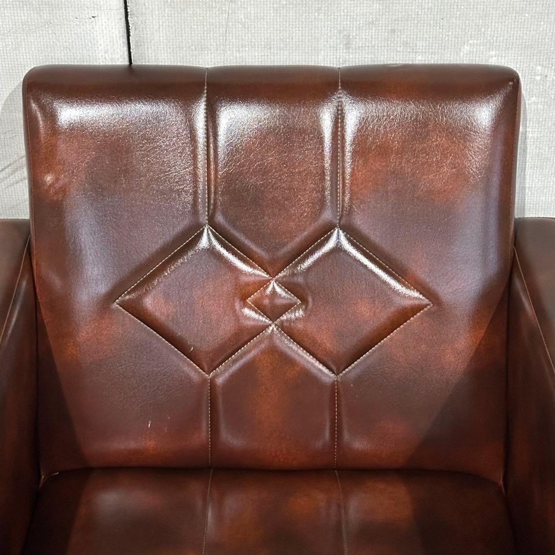 ✦70s✦ ヴィンテージ ソファー ダイヤステッチ レトロ 喫茶店スタイル　合皮