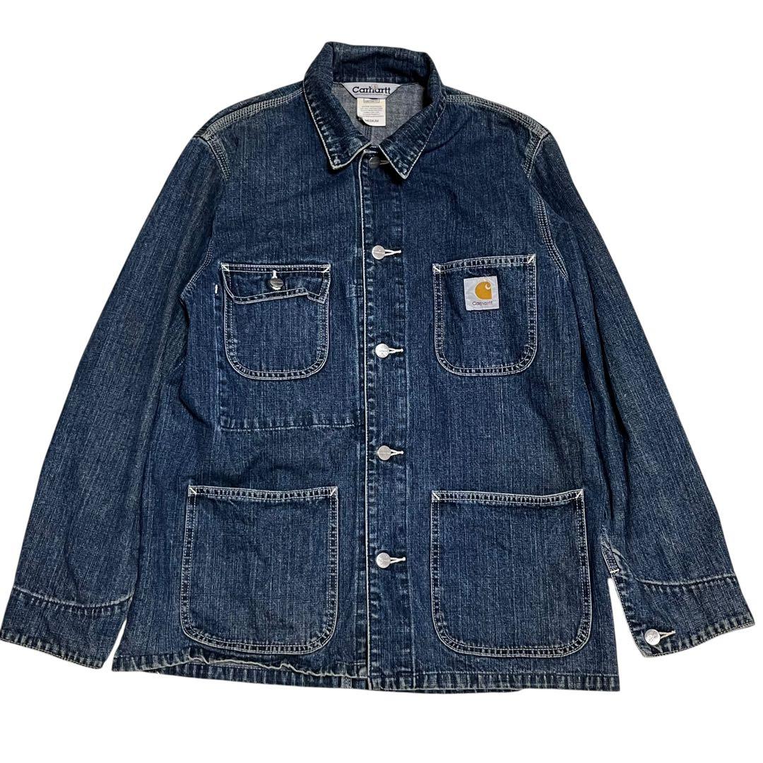 Carhartt カバーオール デニム M インディゴ 濃紺 ボタンロゴ