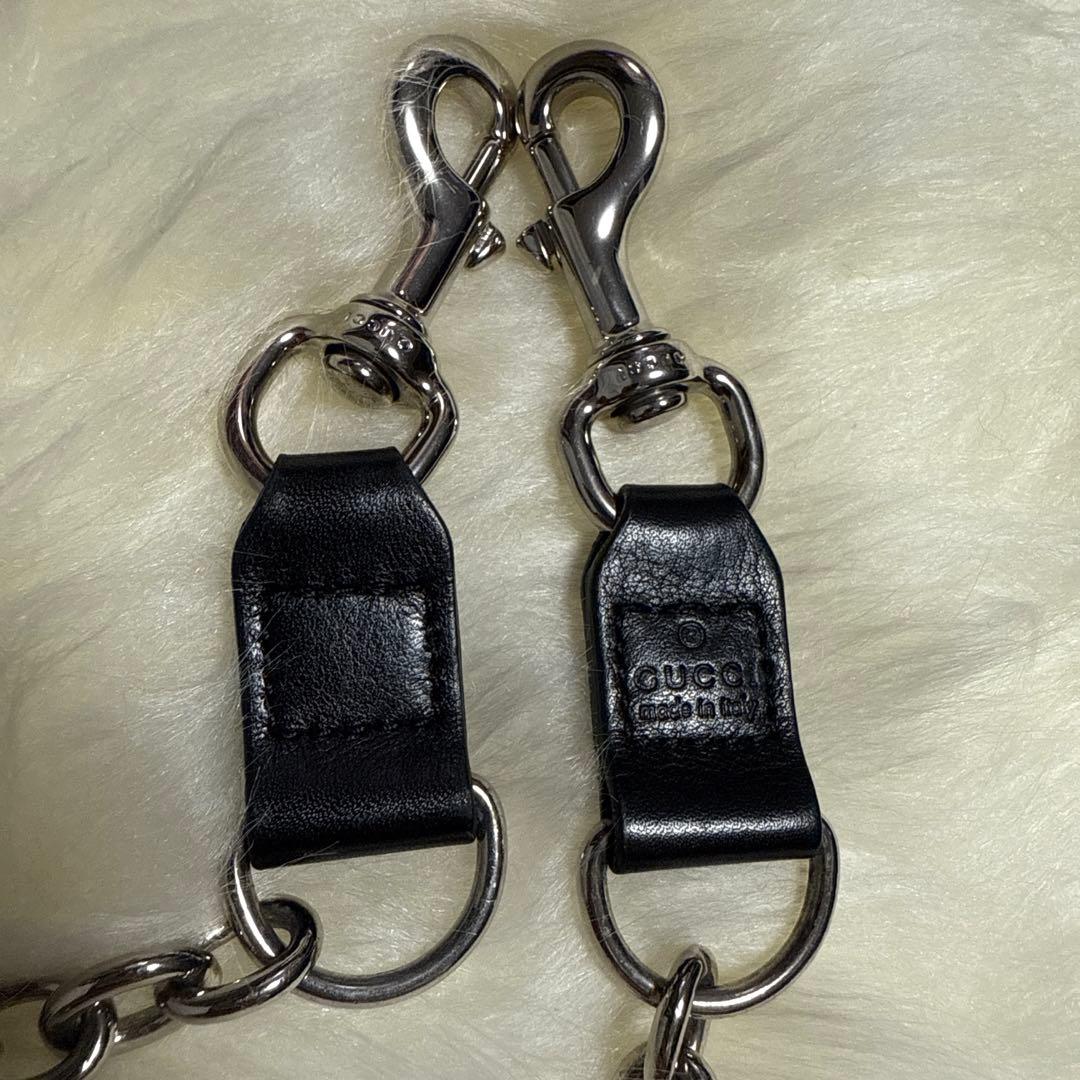 ♡GUCCI♡ウォレットチェーン⭐︎シルバーカラー×レザー⭐︎美品⭐︎