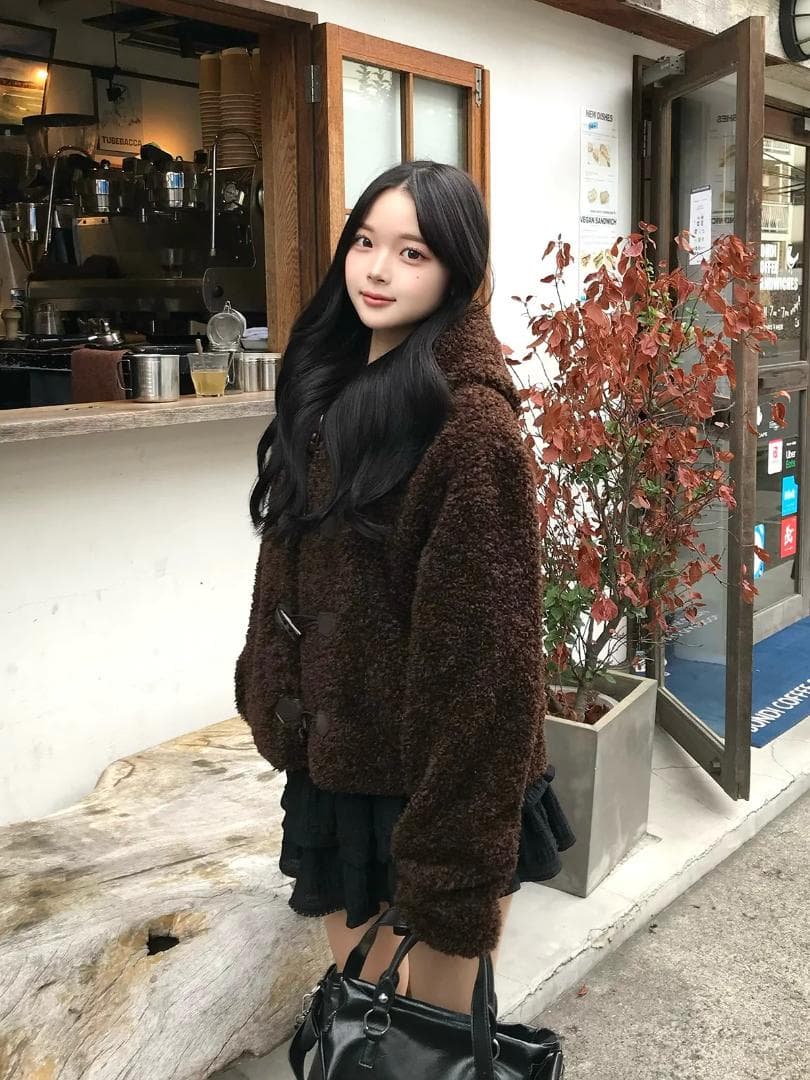 emmy プードルファータッチボタンコート