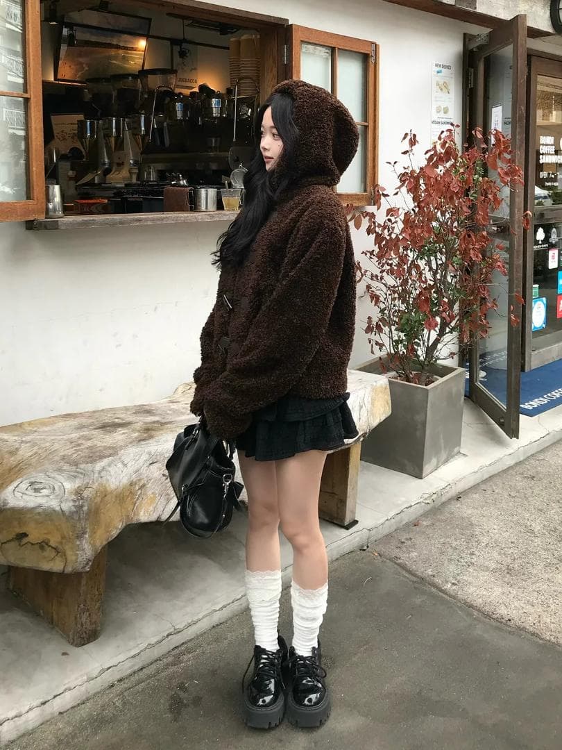 emmy プードルファータッチボタンコート