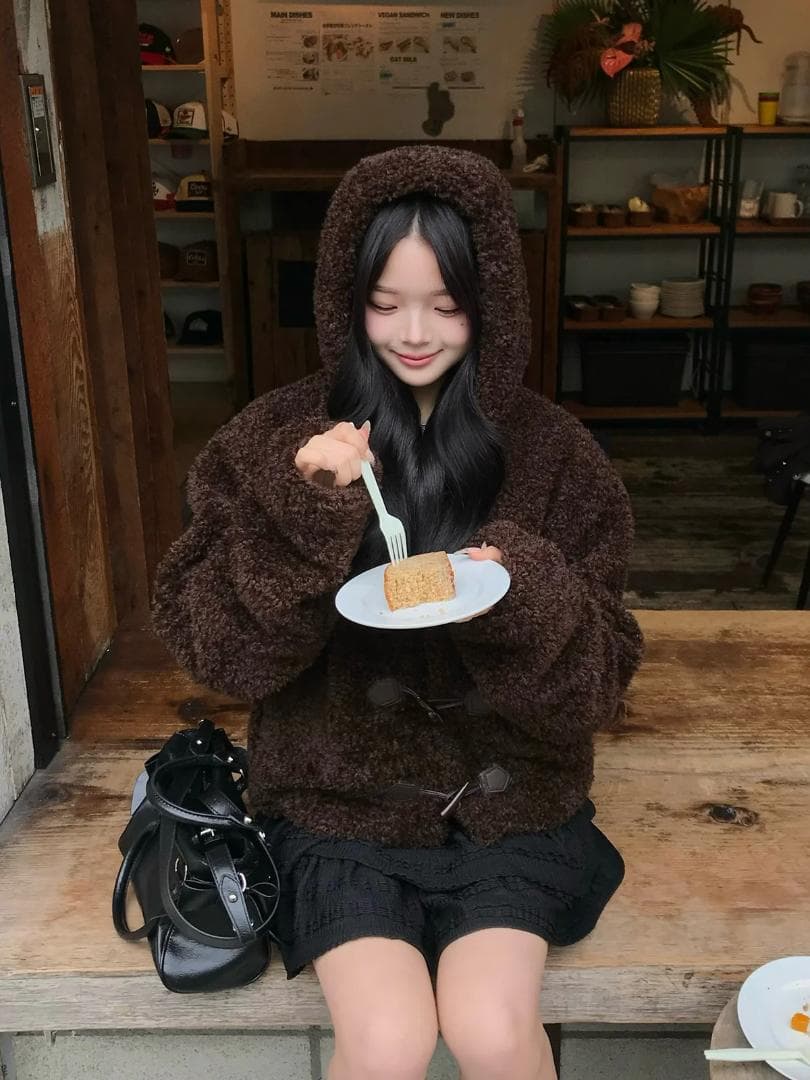 emmy プードルファータッチボタンコート