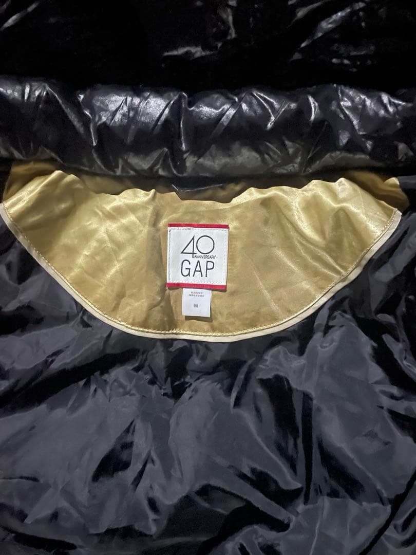 old Gap 40周年 ダウンベスト ファー グランジ 光沢 y2k