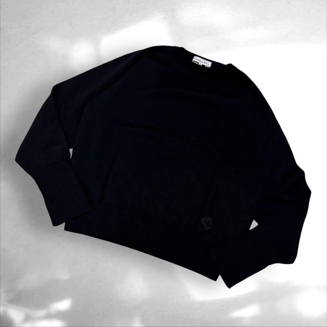 クリスチャンディオール　ウール100% 長袖ニットセーター　ブラックM（E1