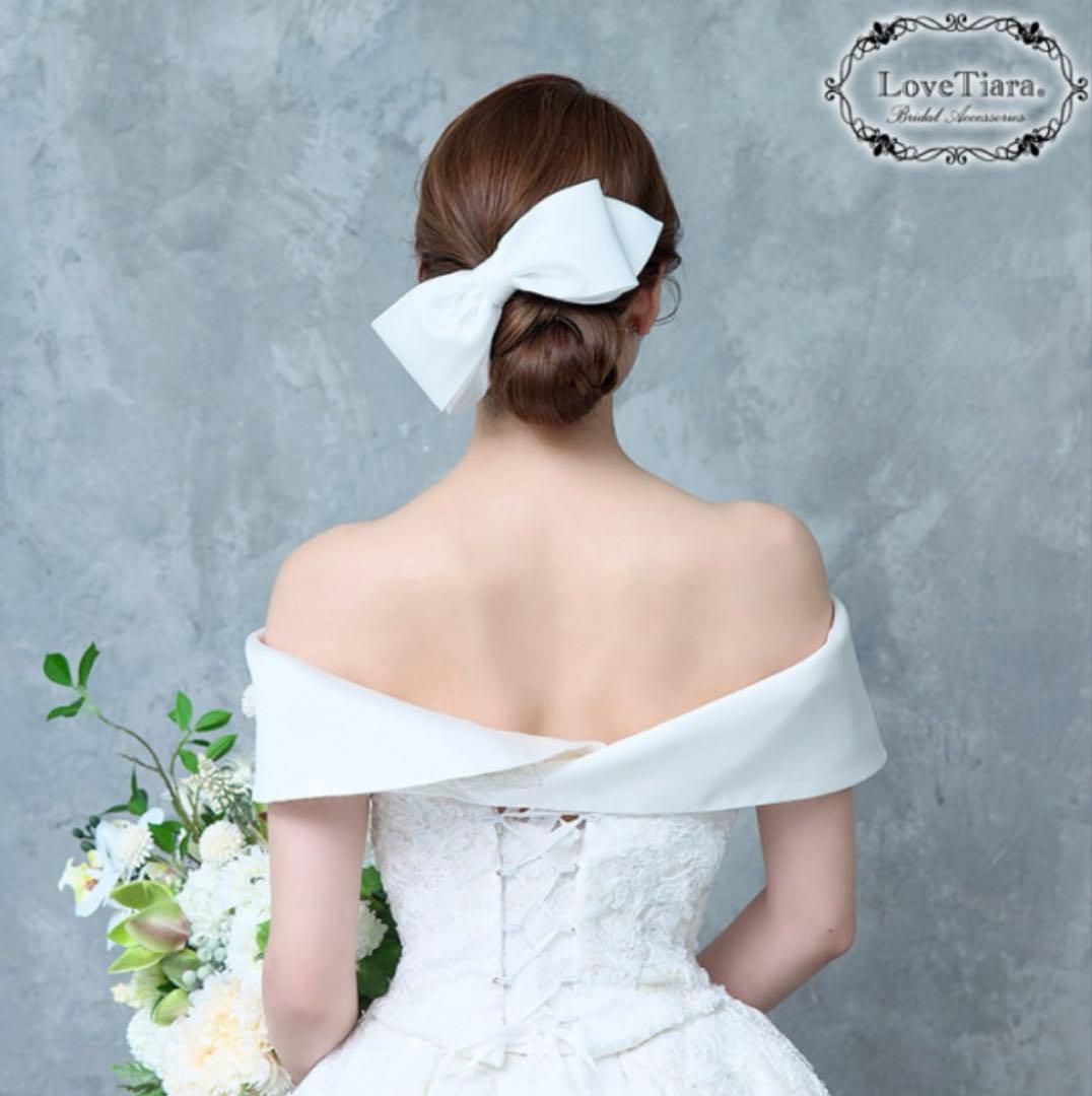 ホワイトリボン　ヘアアクセサリー　ラブティアラ