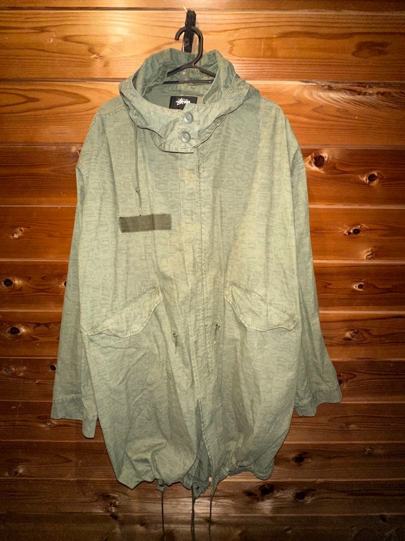 Stüssy モッズコート カーキ クロコダイル柄 古着