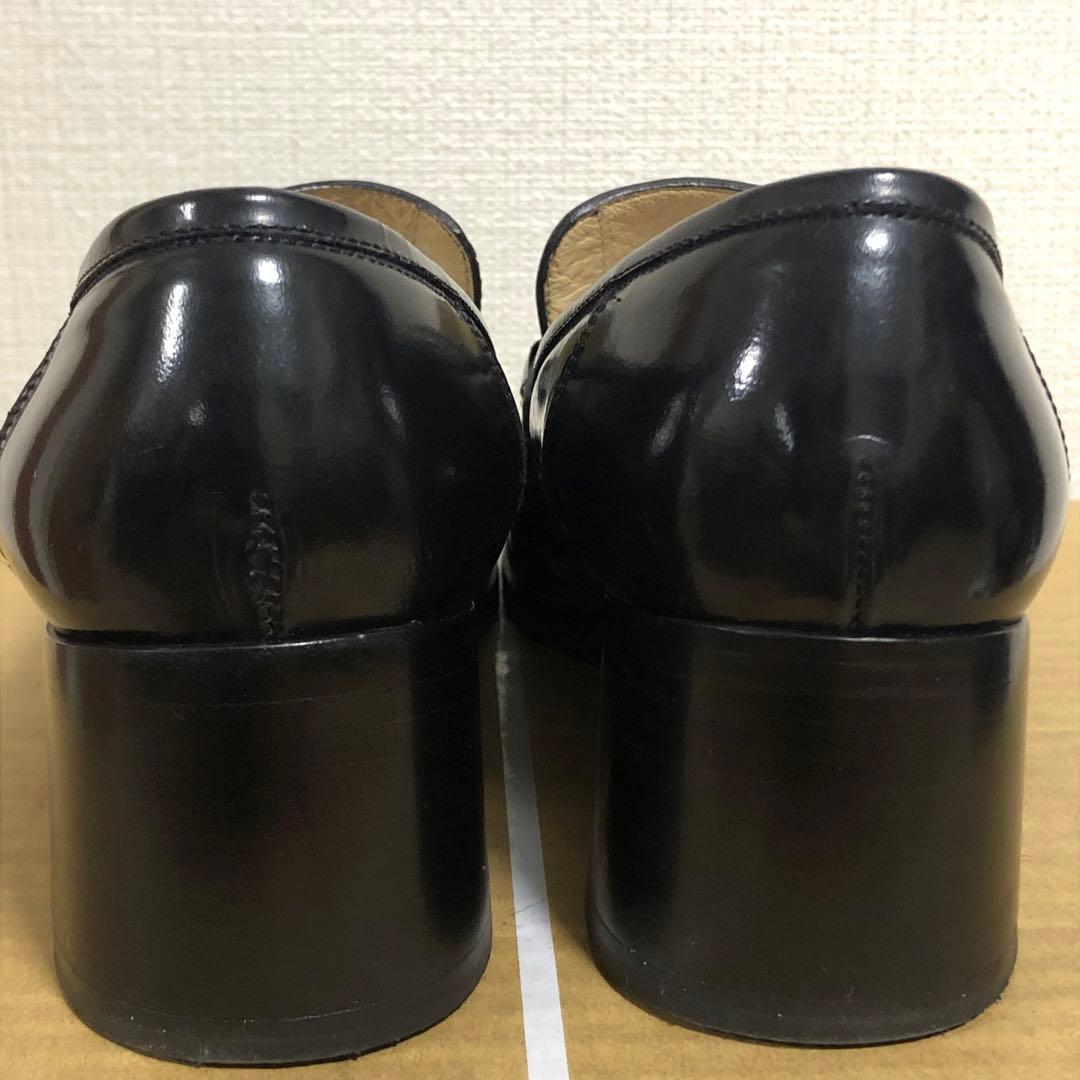 グッチ　GUCCI ホースビット　ローファー　ヒール　ブラック　黒　レザー