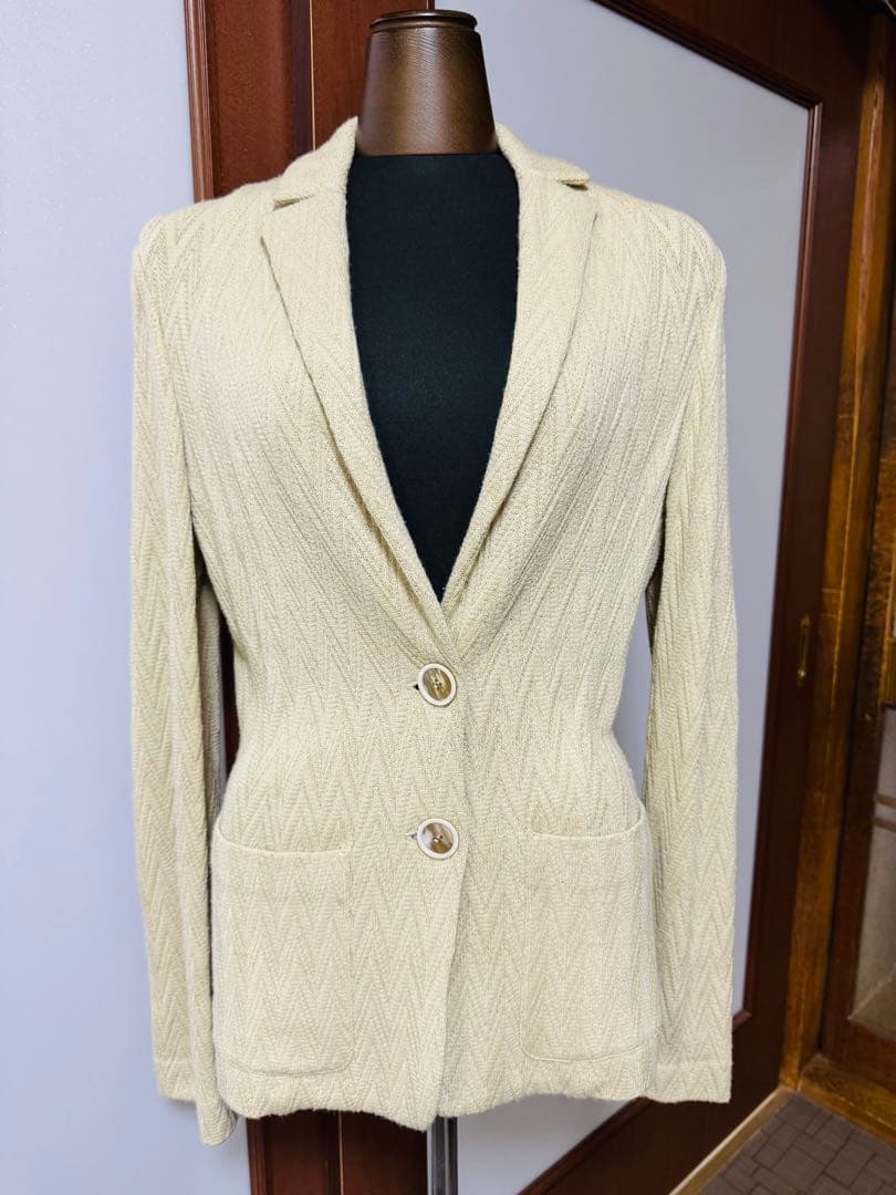 ミッソーニ ベージュ テーラードニットジャケット サイズ44 イタリア製