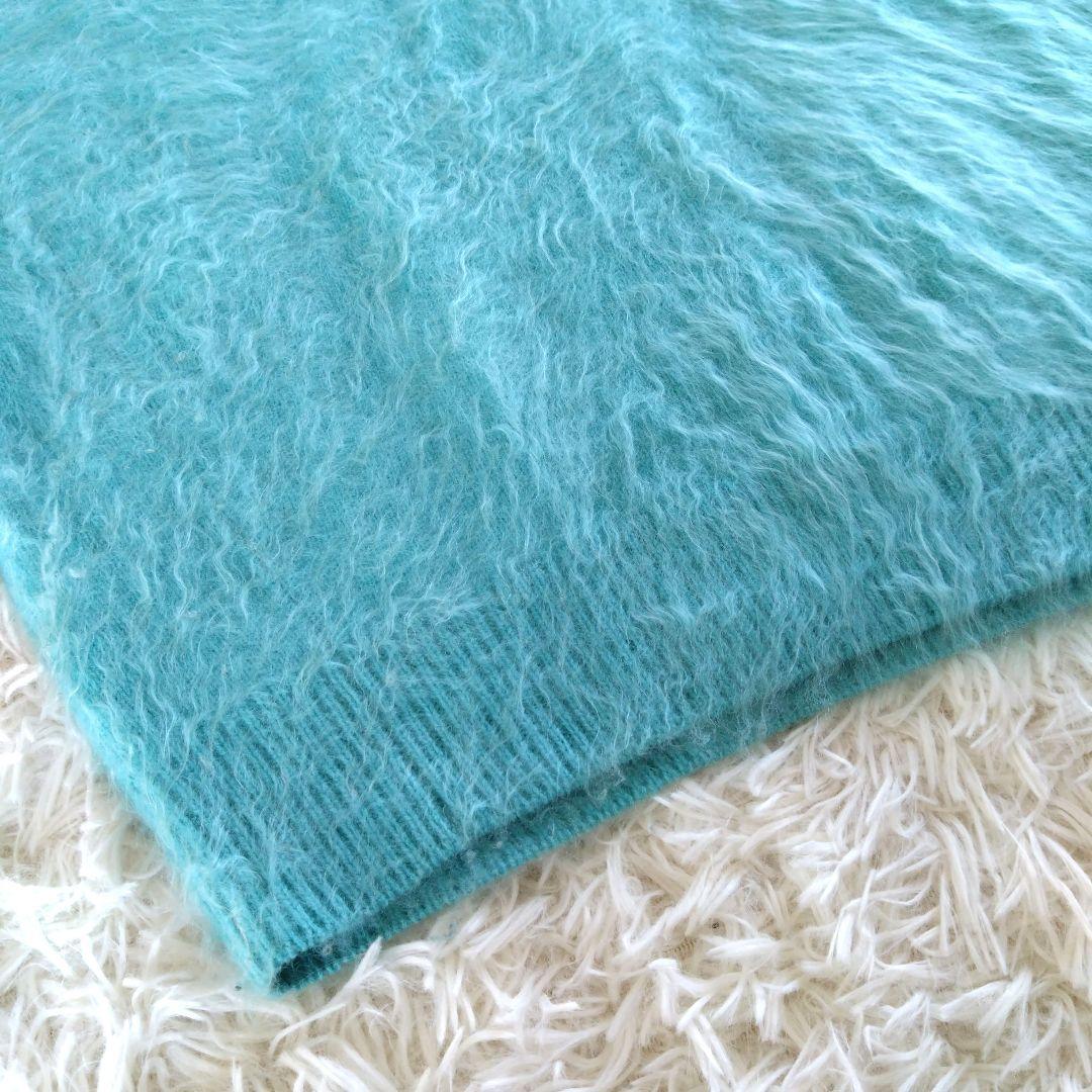 人気✨BLAMINK カシミヤ100%ニットベスト　ファー　ライトブルー