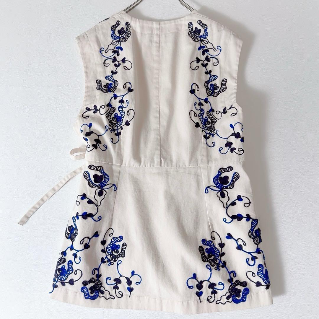 未使用級ꕥサラマリカ 24AW ジーナットコットンツイルエンブロイダリージレ