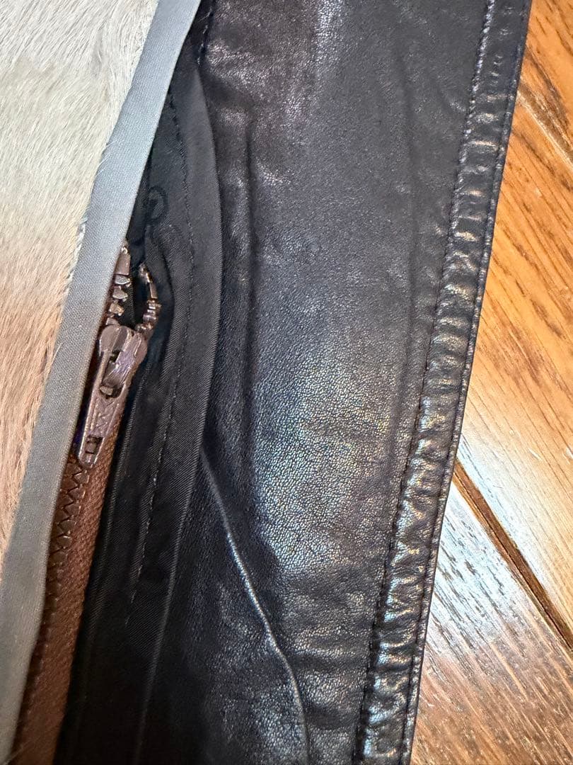 豪華なファー襟レザーロングコート　取り外し可ラビット裏地付　カネマツ　女優コート