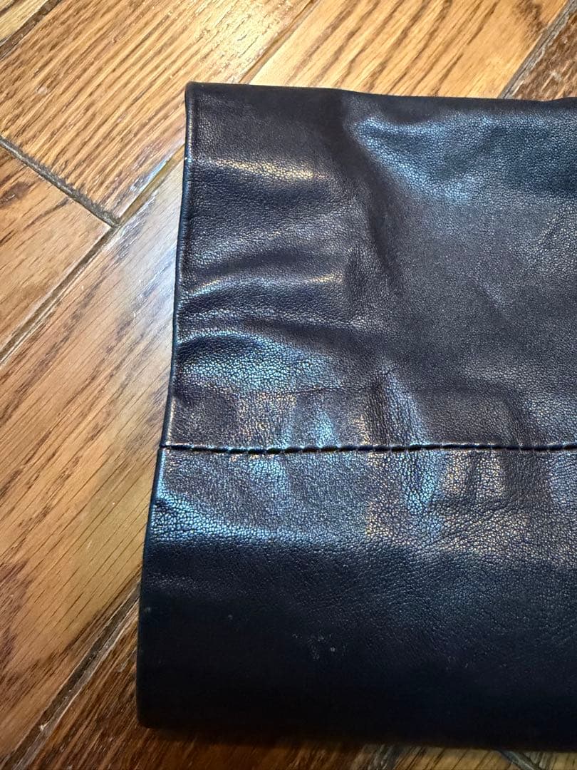 豪華なファー襟レザーロングコート　取り外し可ラビット裏地付　カネマツ　女優コート