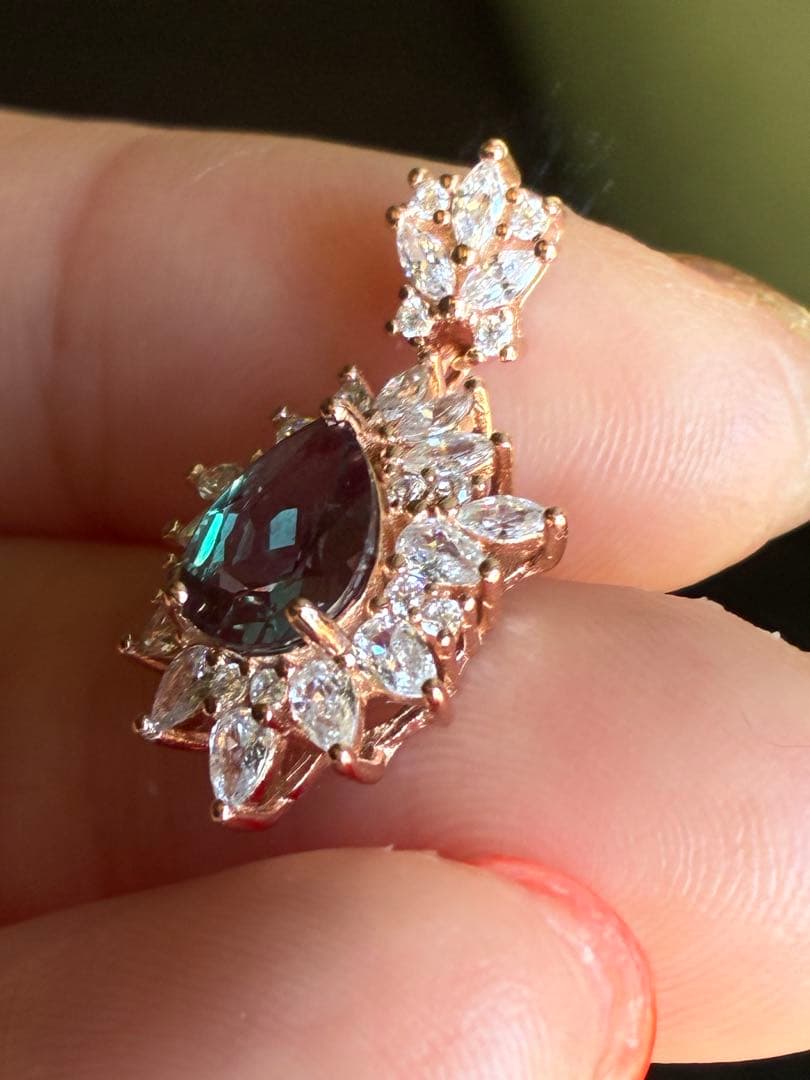 5A✨鮮やか＆艶＆照り＆クリア ブラジル産天然アレキサンドライト925トップ