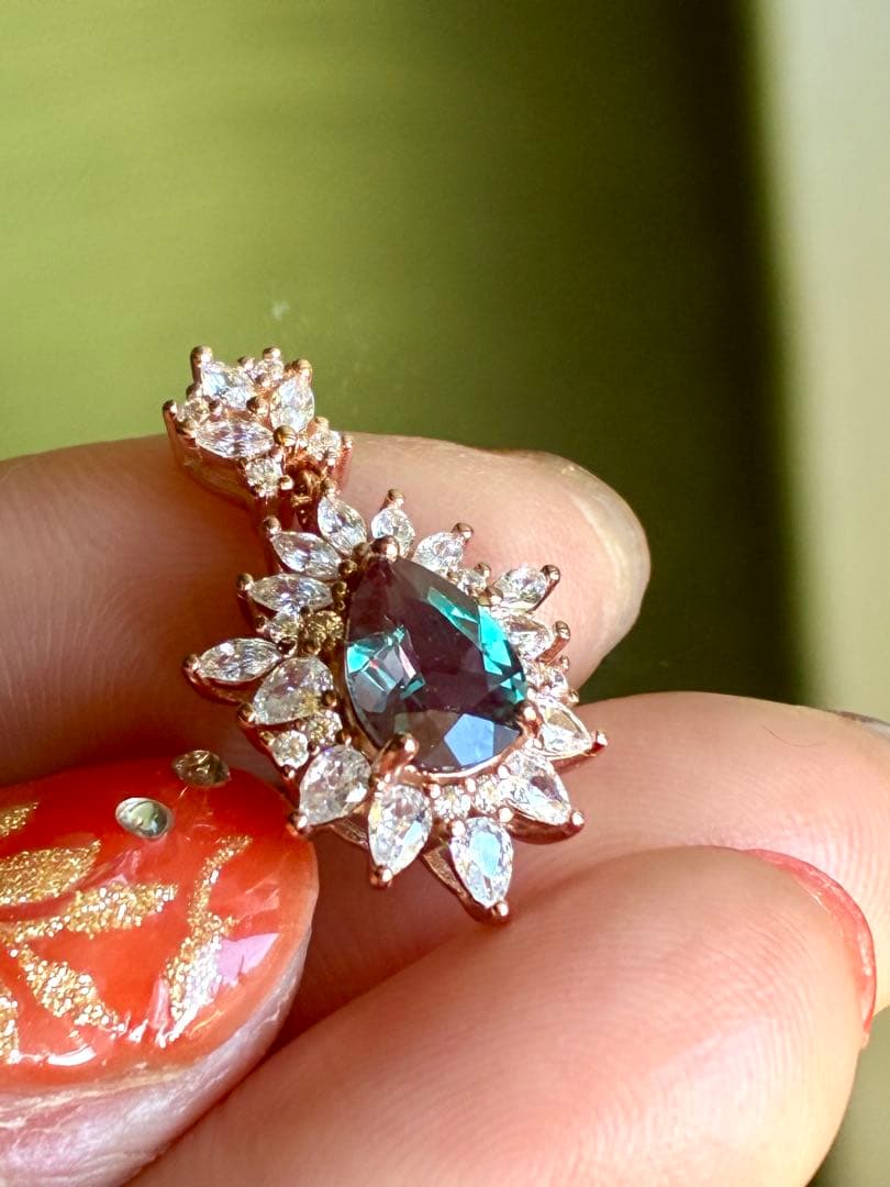 5A✨鮮やか＆艶＆照り＆クリア ブラジル産天然アレキサンドライト925トップ