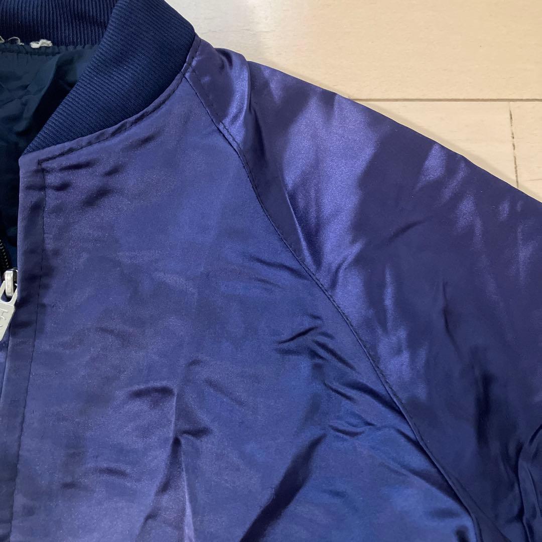 11.21 ヴィンテージ 沖縄 スカジャン 龍 ドラゴン ネイビー 刺繍 古着