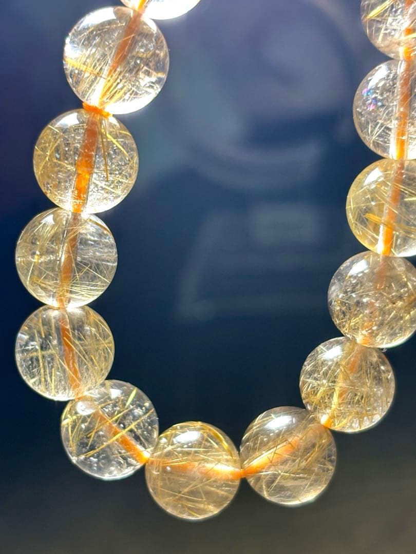 【新入荷】高品質ゴールドタイチンルチルブレス約10.7㎜（新品未使用）金運最強