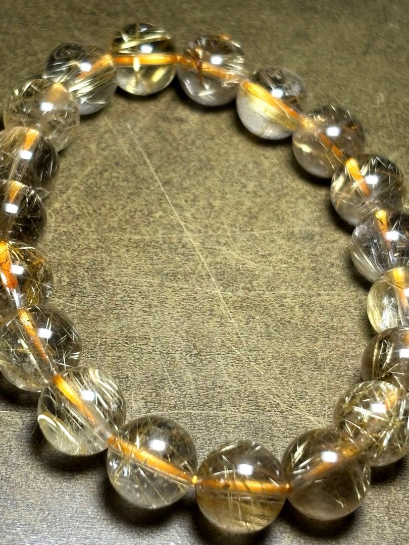 【新入荷】高品質ゴールドタイチンルチルブレス約10.7㎜（新品未使用）金運最強