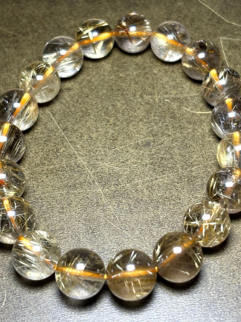 【新入荷】高品質ゴールドタイチンルチルブレス約10.7㎜（新品未使用）金運最強