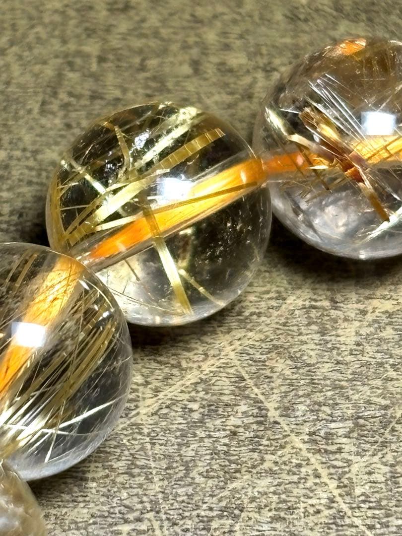 【新入荷】高品質ゴールドタイチンルチルブレス約10.7㎜（新品未使用）金運最強