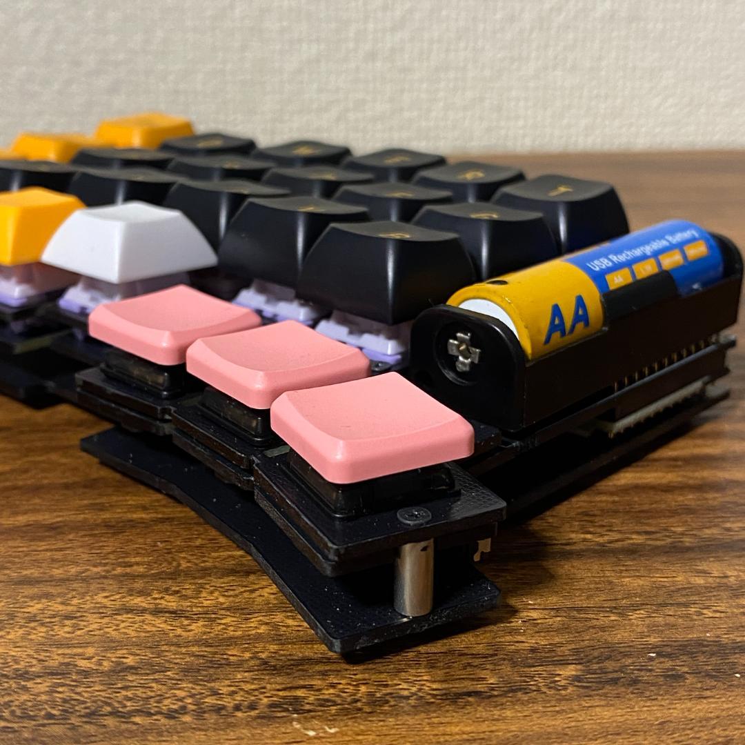 自作分割キーボード torabotsuki トラックボール搭載 無線 電池式