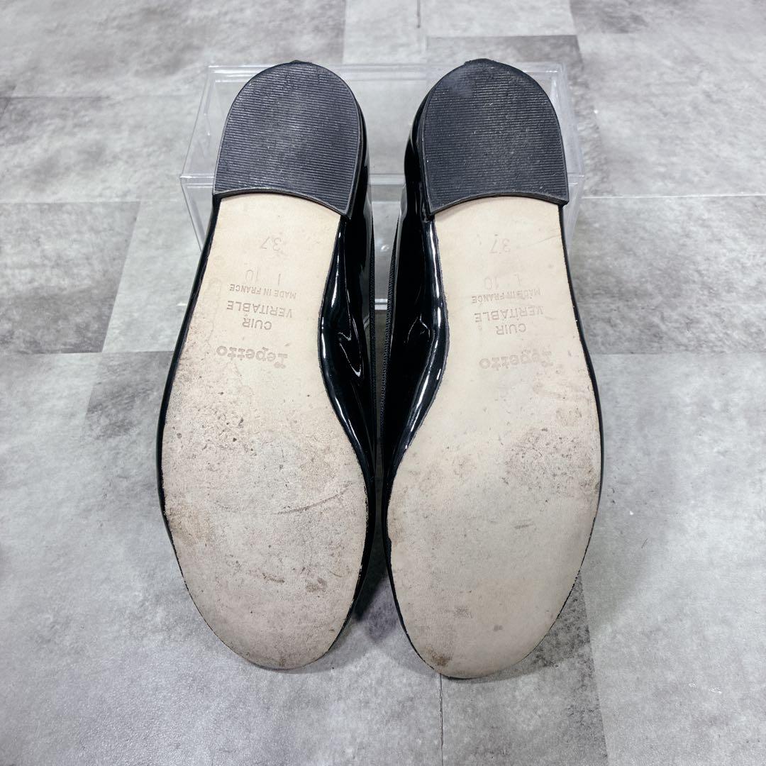 【良品】✨repetto バレエシューズ　フラットパンプス　エナメルBK 37