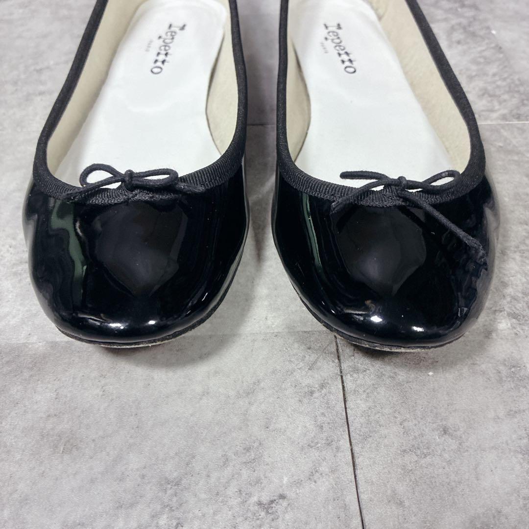【良品】✨repetto バレエシューズ　フラットパンプス　エナメルBK 37