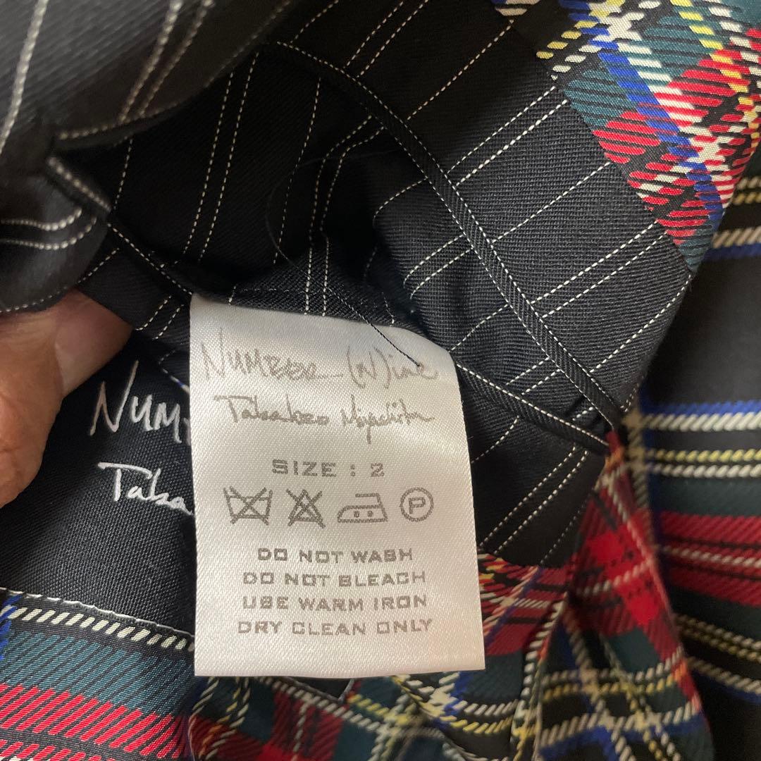 Number Nine ストライプ テーラードジャケット黒　裏地タータンチェック