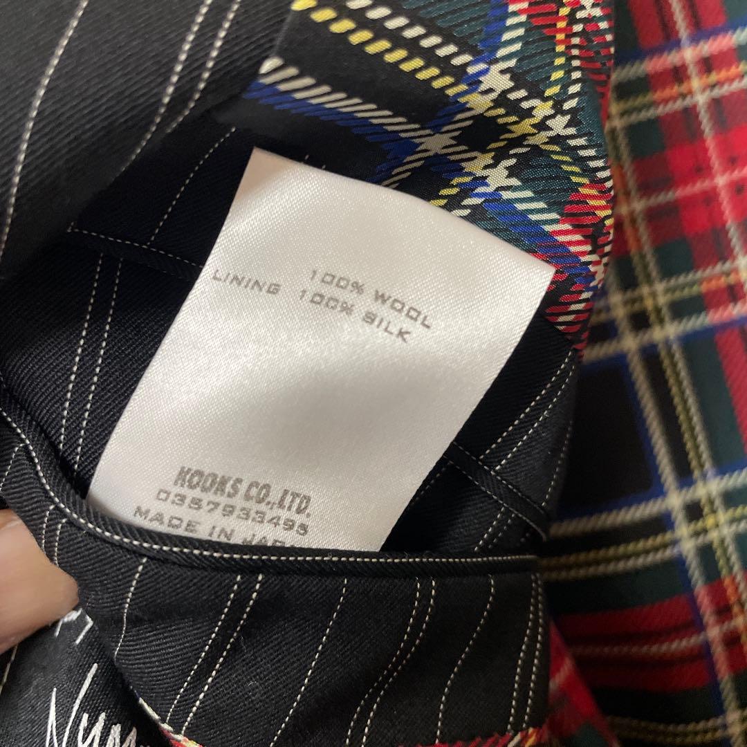 Number Nine ストライプ テーラードジャケット黒　裏地タータンチェック