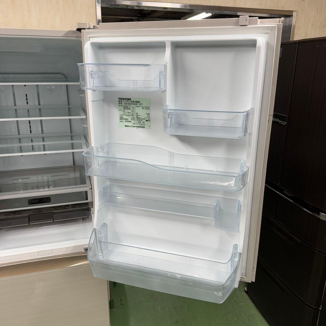 655 関東配送無料　東京発　東芝　大型冷蔵庫　ガラスパネル　自動製氷　右開き