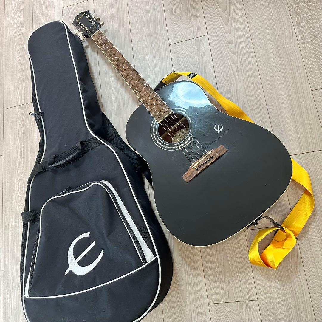 【美品】Epiphone アコースティックギター エボニーブラック　おまけ多数