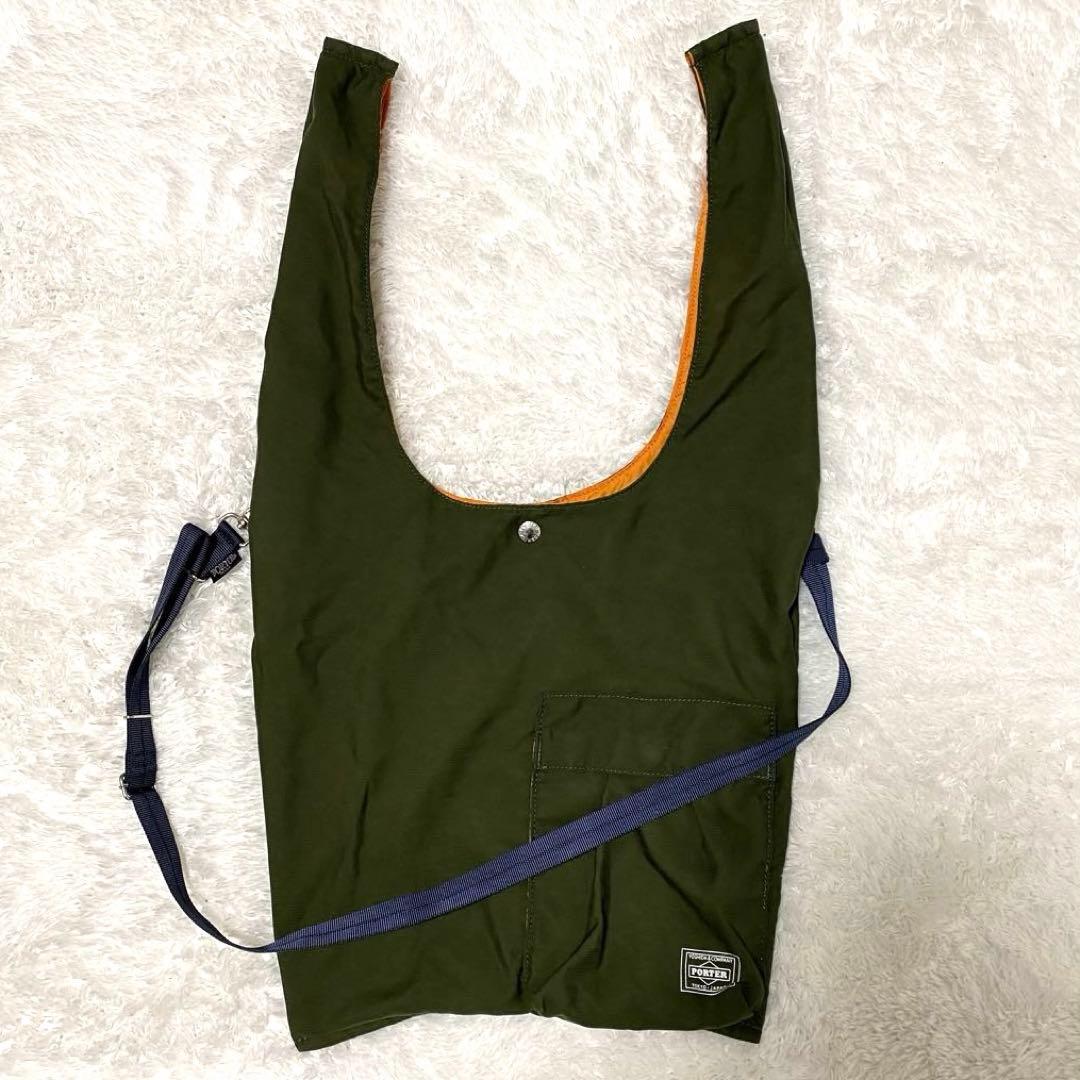 【美品】ポーター バガー GMS エコバッグ カーキ 現行 折り畳み 大容量