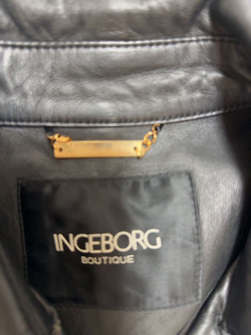 美品 INGEBORG インゲボルグ バテンレース ラムレザー ジャケット 9号