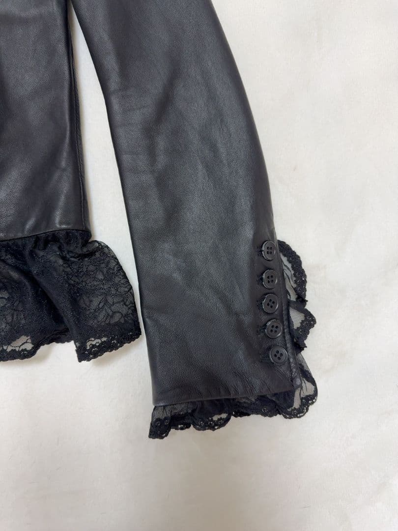 美品 INGEBORG インゲボルグ バテンレース ラムレザー ジャケット 9号