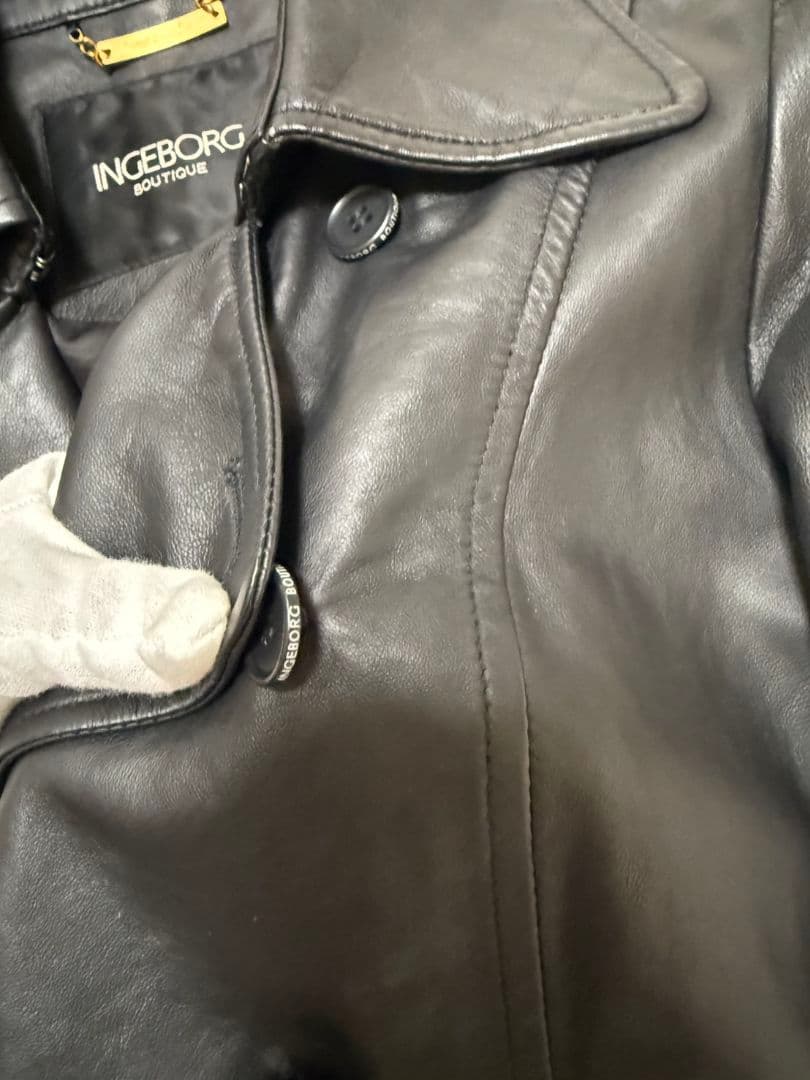 美品 INGEBORG インゲボルグ バテンレース ラムレザー ジャケット 9号