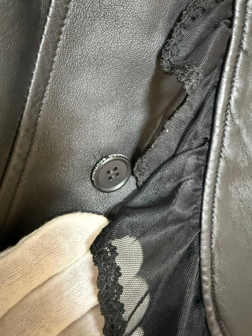 美品 INGEBORG インゲボルグ バテンレース ラムレザー ジャケット 9号