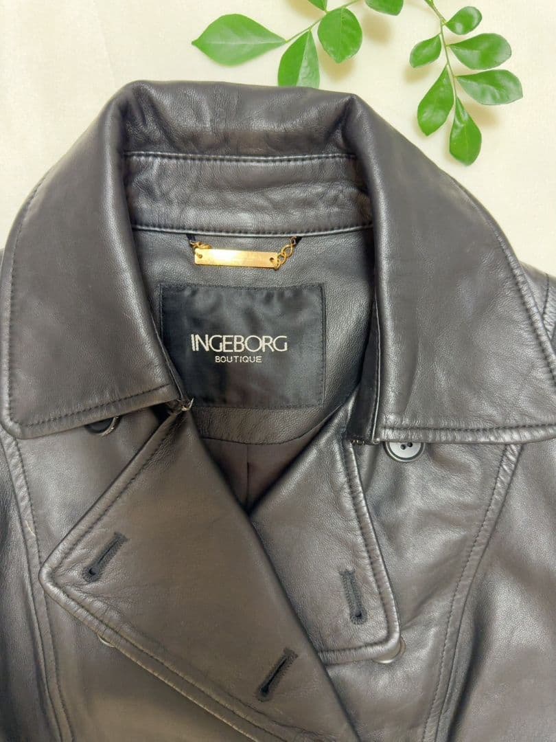 美品 INGEBORG インゲボルグ バテンレース ラムレザー ジャケット 9号