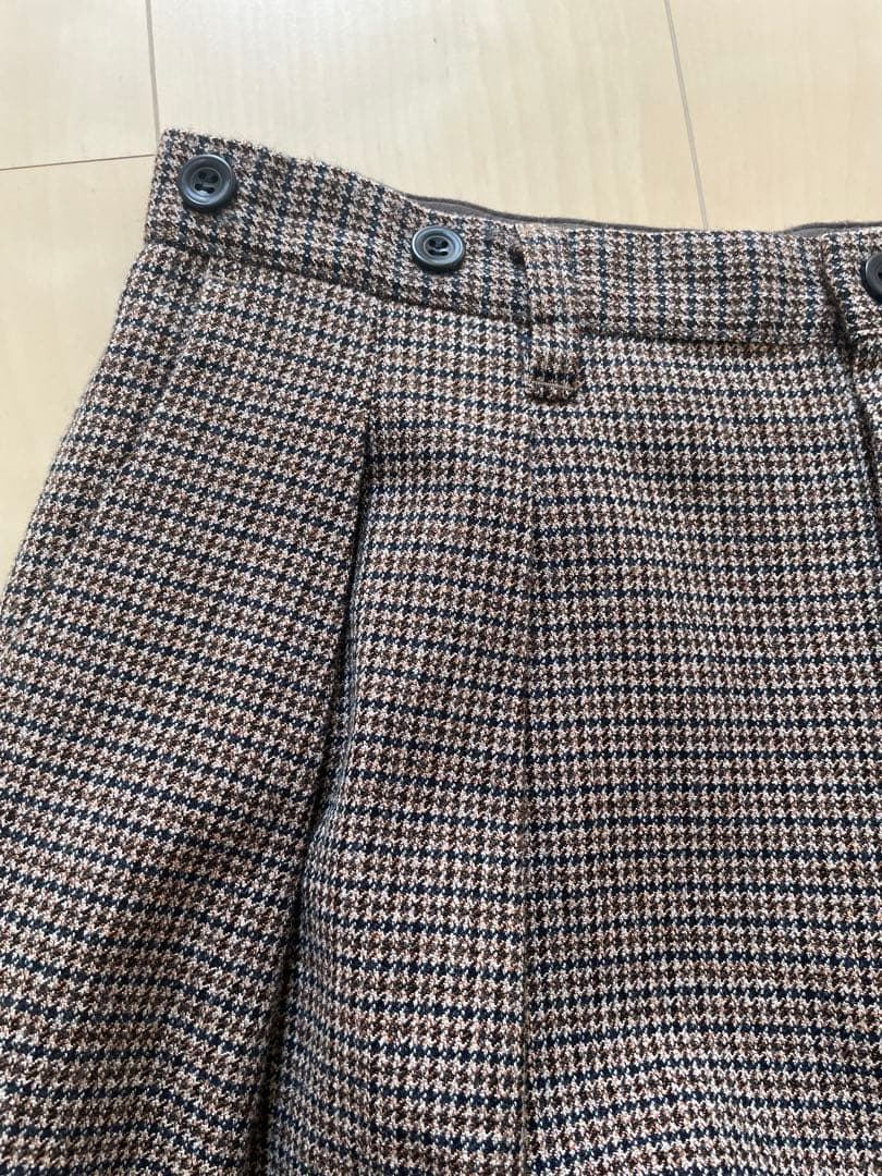 美品ネストローブ ウールコットンガンクラブチェックパンツ