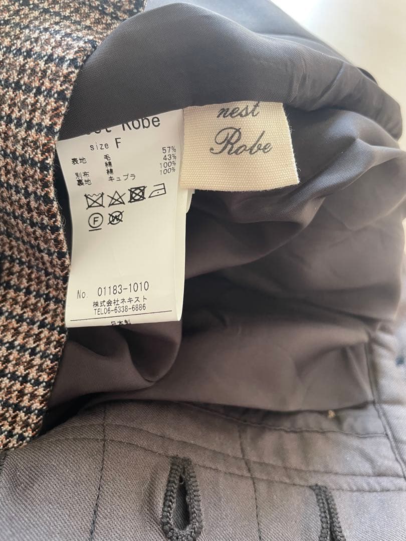 美品ネストローブ ウールコットンガンクラブチェックパンツ