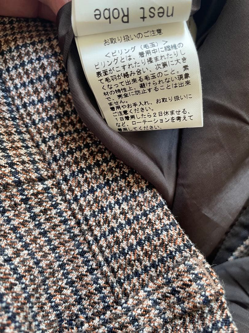 美品ネストローブ ウールコットンガンクラブチェックパンツ